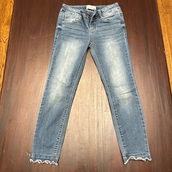 Crown and Ivy girls scalloped edge skinny jeans size 8 - Picture 1 of 5